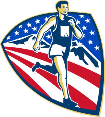 Amerikan maraton koşucusu çalışan retro