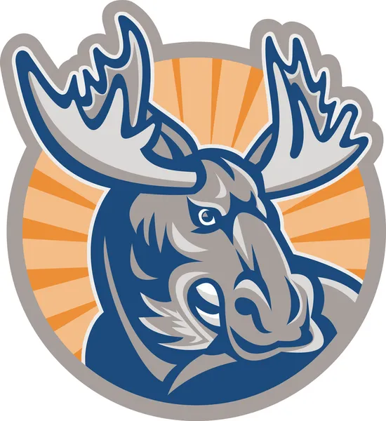 Angry Moose Mascot Retro — Stock Vector