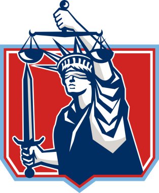 Statue of Liberty Wielding Sword Scales Justice clipart