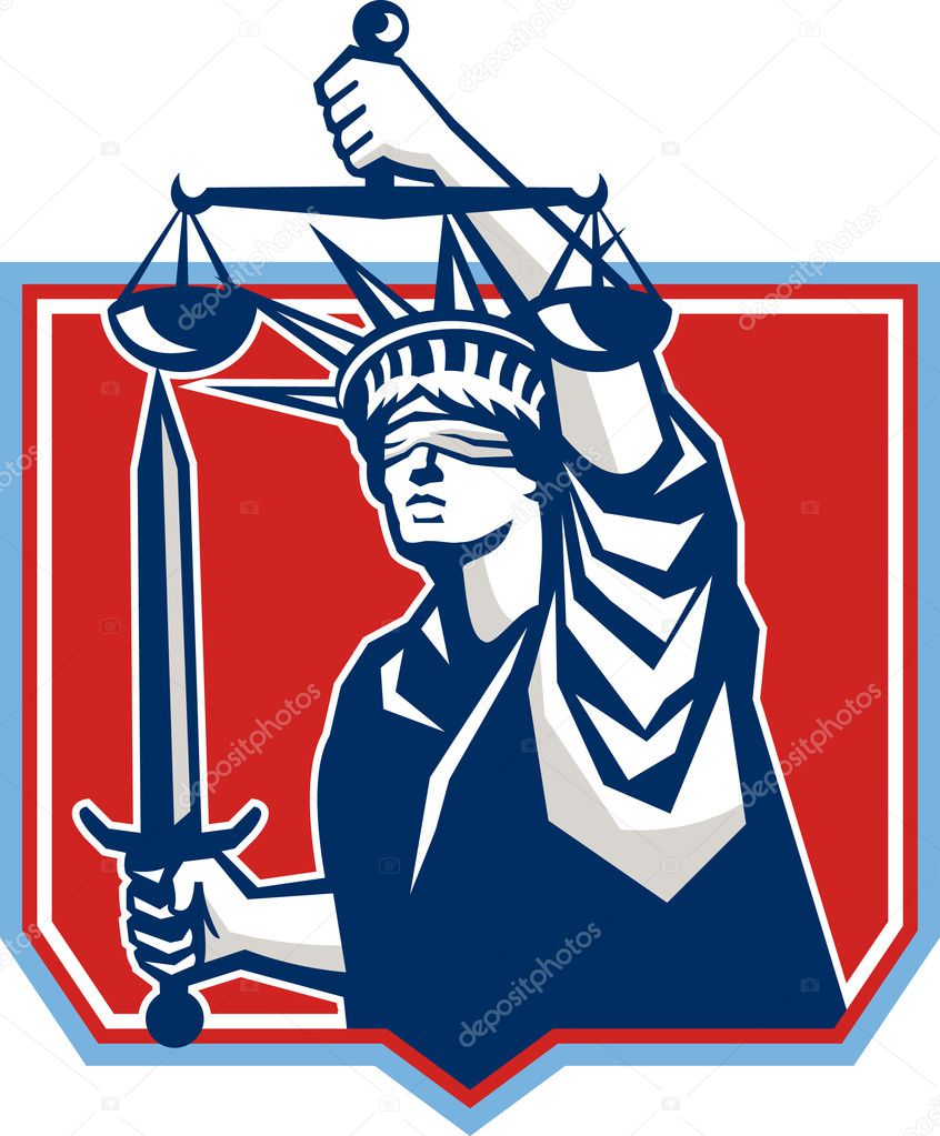Statue of Liberty Wielding Sword Scales Justice