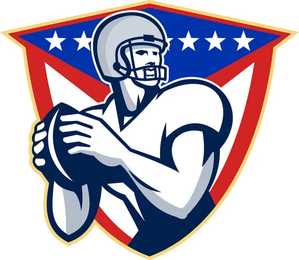 Football americano Quarterback lancio palla — Vettoriale Stock