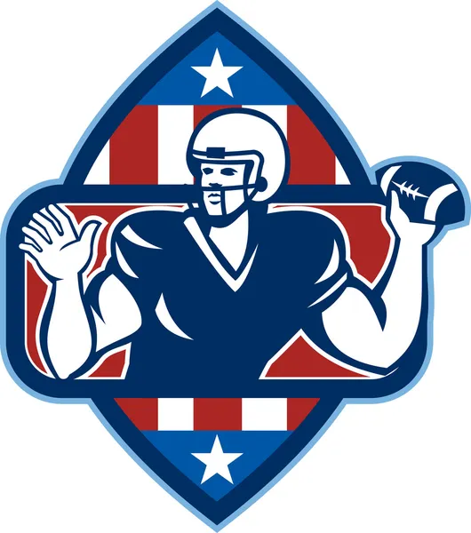 Futebol americano quarterback jogar bola —  Vetores de Stock