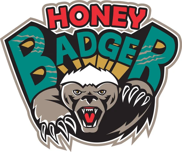 Honey badger mascotte voorzijde — Stockvector
