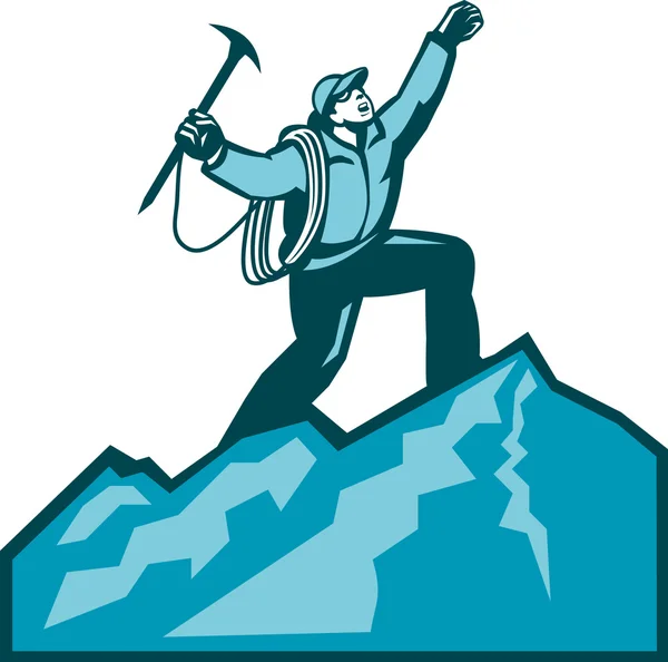 Horský lezec summitu retro — Stockový vektor