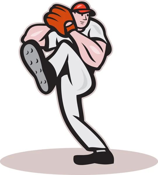 Caricature de lanceur de baseball — Image vectorielle