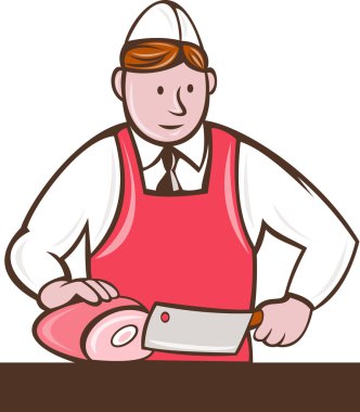 karikatür kasap kesici bıçak et cleaver ile