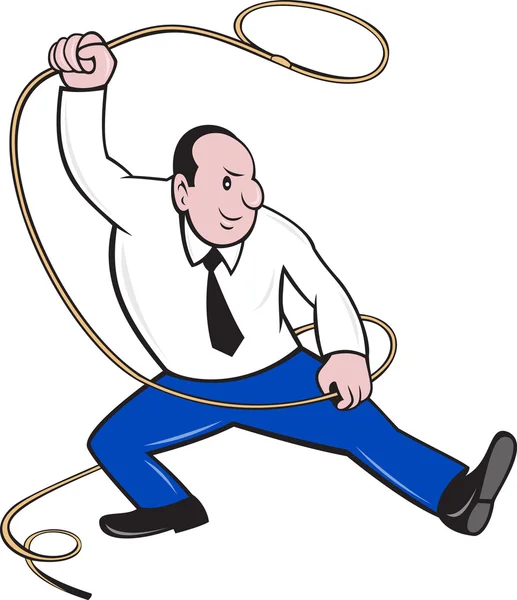 Empresário segurando corda de laço — Vetor de Stock