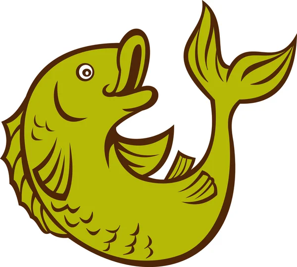 Ugrás az oldal elszigetelt fehér rajzfilm hal — Stock Vector