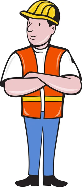 Construction worker with arms folded — Stock Vector