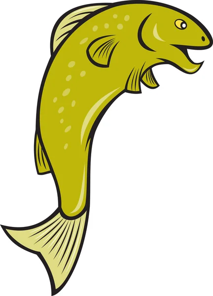 Cartoon gespot forel vissen springen — Stockvector