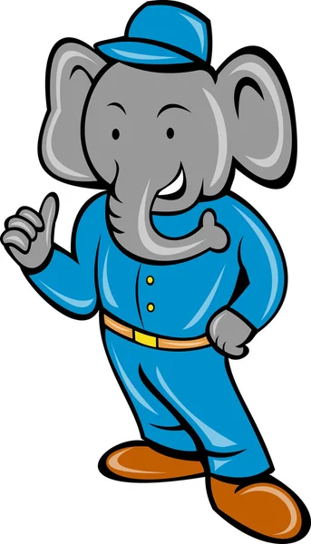 Cartoon elephant busboy — Stock Vector