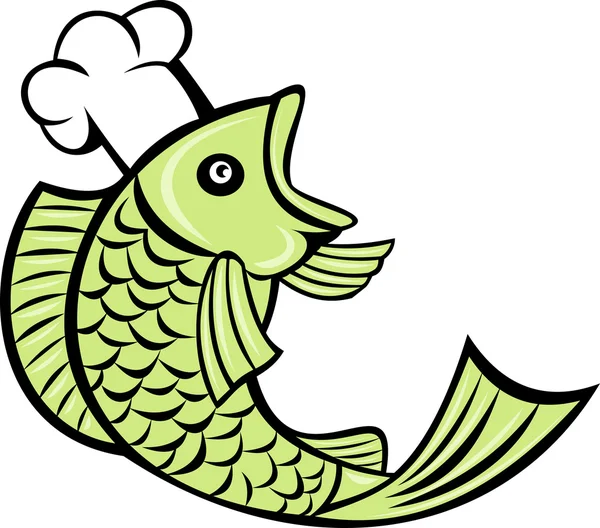 Peixe cozinheiro chef padeiro — Vetor de Stock