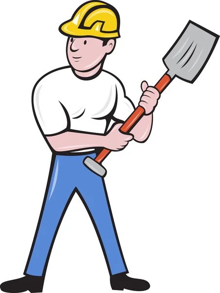 Construction worker with shovel spade — Stock Vector