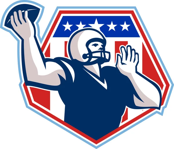 American Football Quarterback Shield — Stock Vector