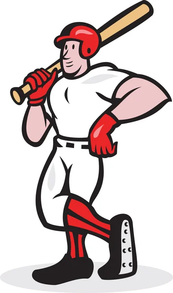 Baseball Hitter Bat Shoulder Cartoon — Stock Vector