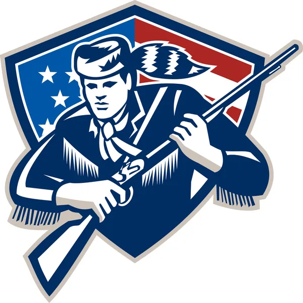 American Frontiersman Patriot Stars Stripes Bandeira — Vetor de Stock