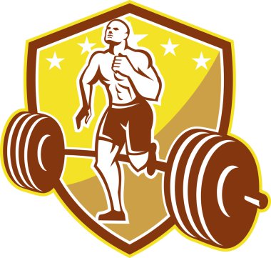 CrossFit atlet runner barbell kalkan retro