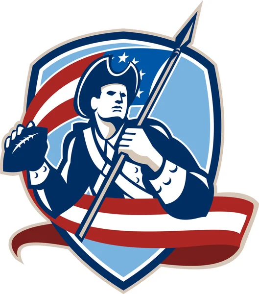 Amerikaanse patriot voetbal quarterback schild — Stockvector