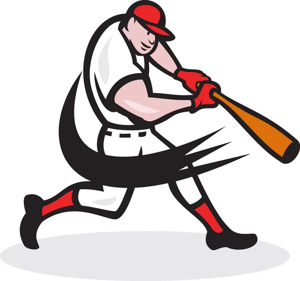 Honkbal speler batting geïsoleerde cartoon — Stockvector