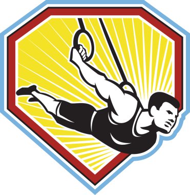 CrossFit atlet kas-up jimnastik halka retro