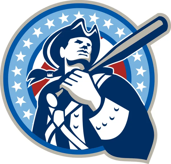 Patriota americano béisbol murciélago retro — Vector de stock