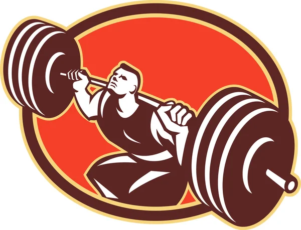 Weightlifter lifting weights retro — Stock Vector