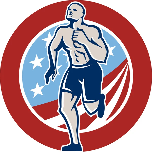 Amerikaanse crossfit loper running retro — Stockvector