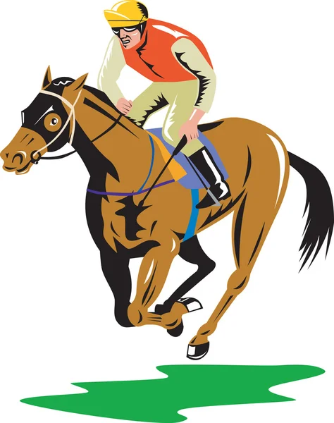 Carreras de caballos ecuestre Retro — Vector de stock