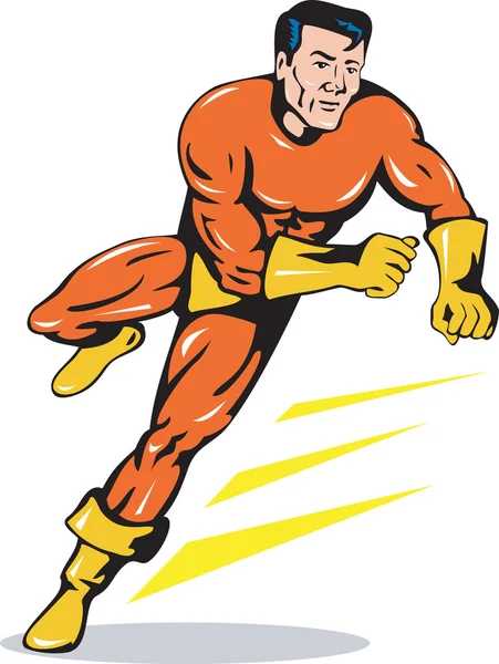 Superhero Running Retro — Stock Vector
