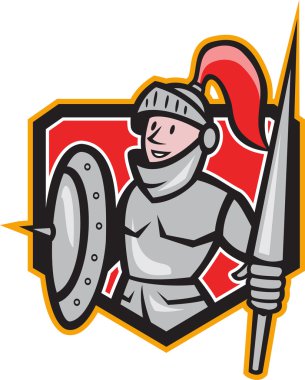 Knight kalkan lance crest karikatür