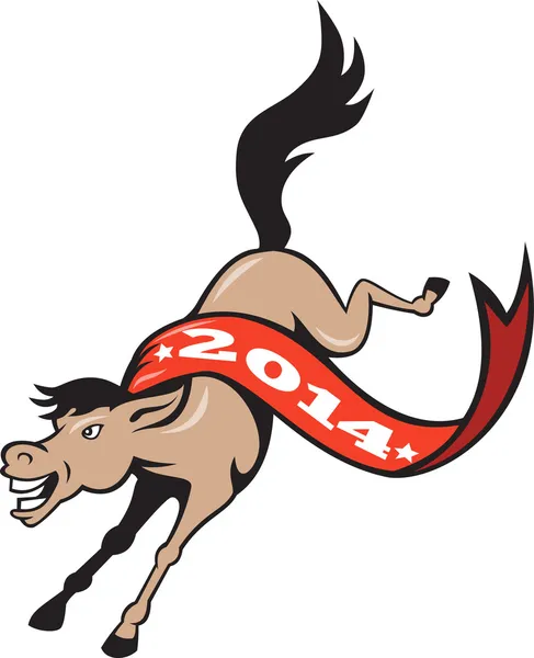 Year of Horse 2014 Jumping Cartoon — Stock Vector