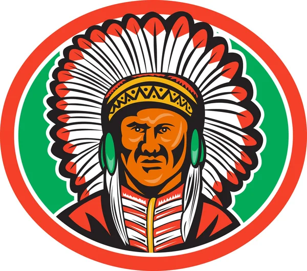 Native american indian chief hoofdtooi — Stockvector