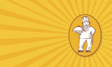 Şef baker yemek tabağı ile