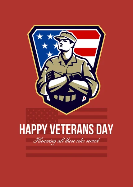 Tarjeta de felicitación del Día de los Veteranos Soldados Americanos — Foto de Stock