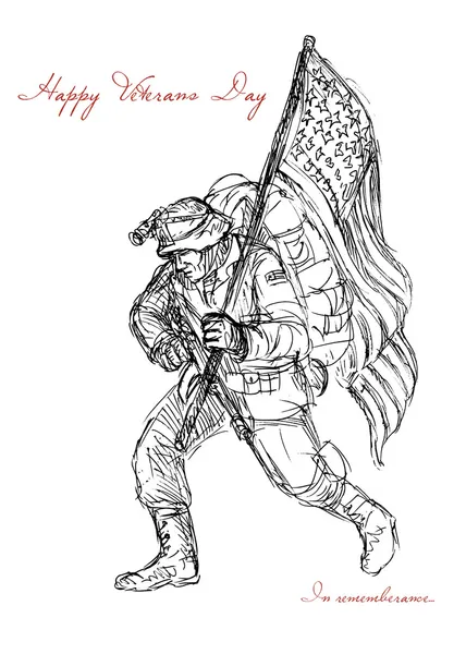 Amerikanska veterans day remembrance gratulationskort — Stockfoto