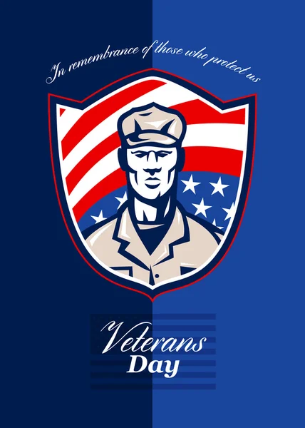 Veterans day moderne soldaat wenskaart retro — Zdjęcie stockowe