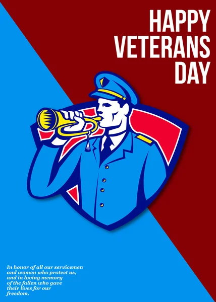 Modern Veterans Day Soldier Bugle Greeting Card — Stock Photo, Image