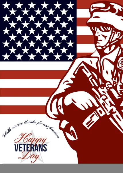 Βετεράνοι Ημέρα σύγχρονος Αμερικανός στρατιώτης κάρτα — Φωτογραφία Αρχείου