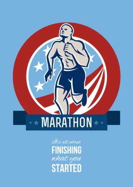 Amerikan maraton koşucusu retro poster