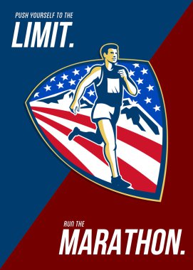 Amerikan maraton koşucusu itme sınırları retro poster