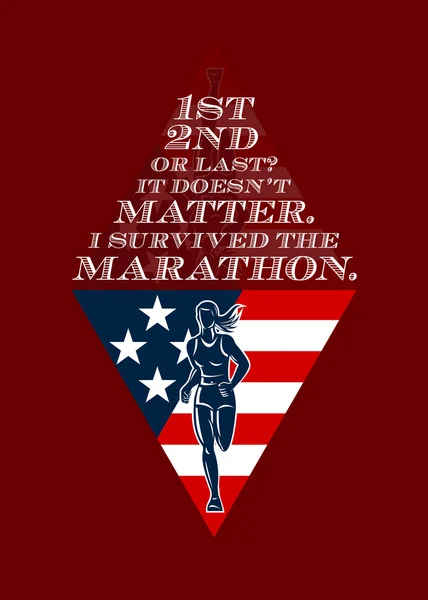 American Female Marathon Runner Retro Poster — Stock Photo, Image