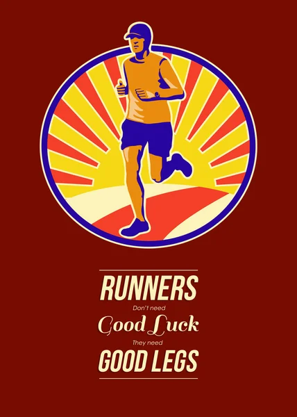 Maraton koşucusu retro poster — Stok fotoğraf