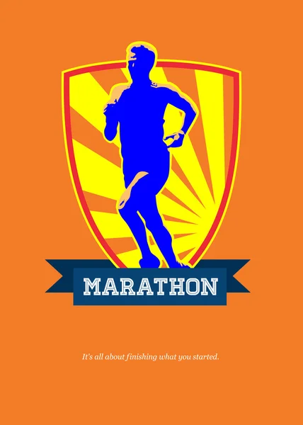 Marathonloper beginnen uitvoeren retro poster — Stockfoto