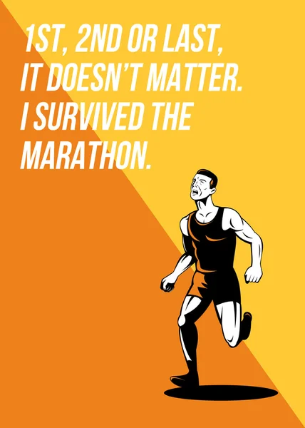 Jag överlevde marathon löpare retro affisch — Stockfoto