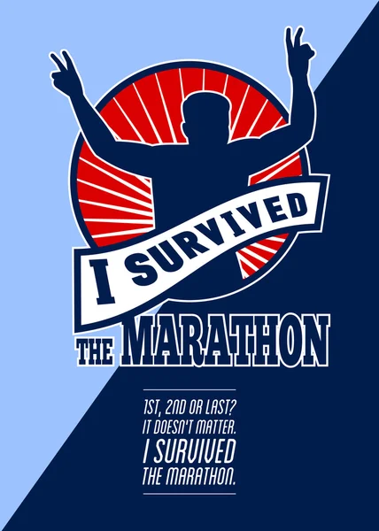 Marathon löpare överlevde affisch retro — Stockfoto