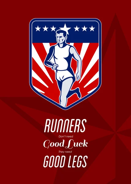 Amerikai maratoni futó jó lába poszter — Stock Fotó