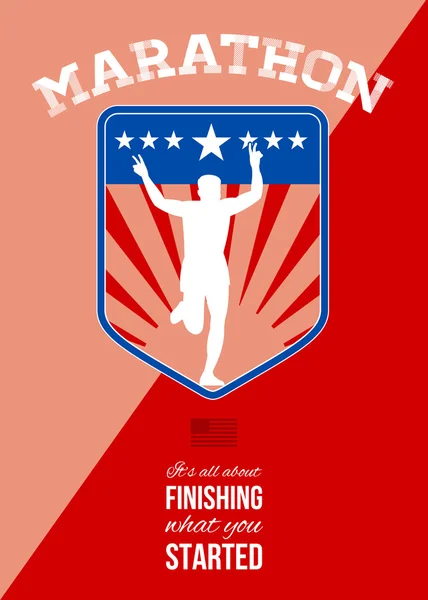 Dokončit běžec Maratonský běh plakát — Stock fotografie