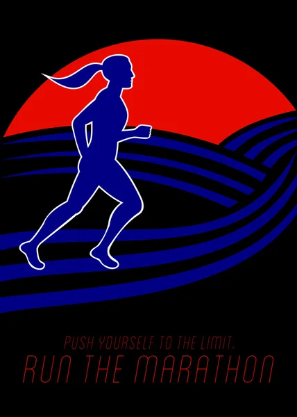 Marathon Runner Female Pushing Limits Poster — Stock Photo, Image