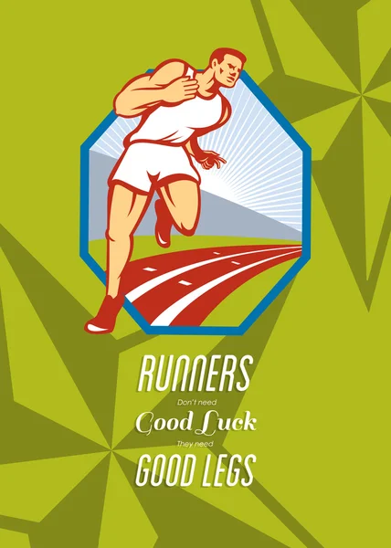 Marathon Runner Race Track Cartaz Retro — Fotografia de Stock