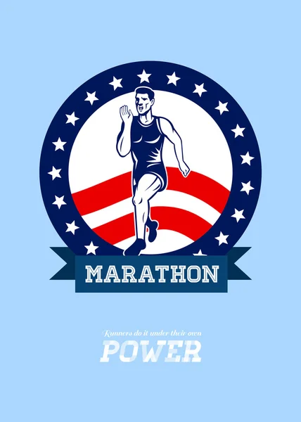 American Marathon Runner Power Poster — Stock Photo, Image